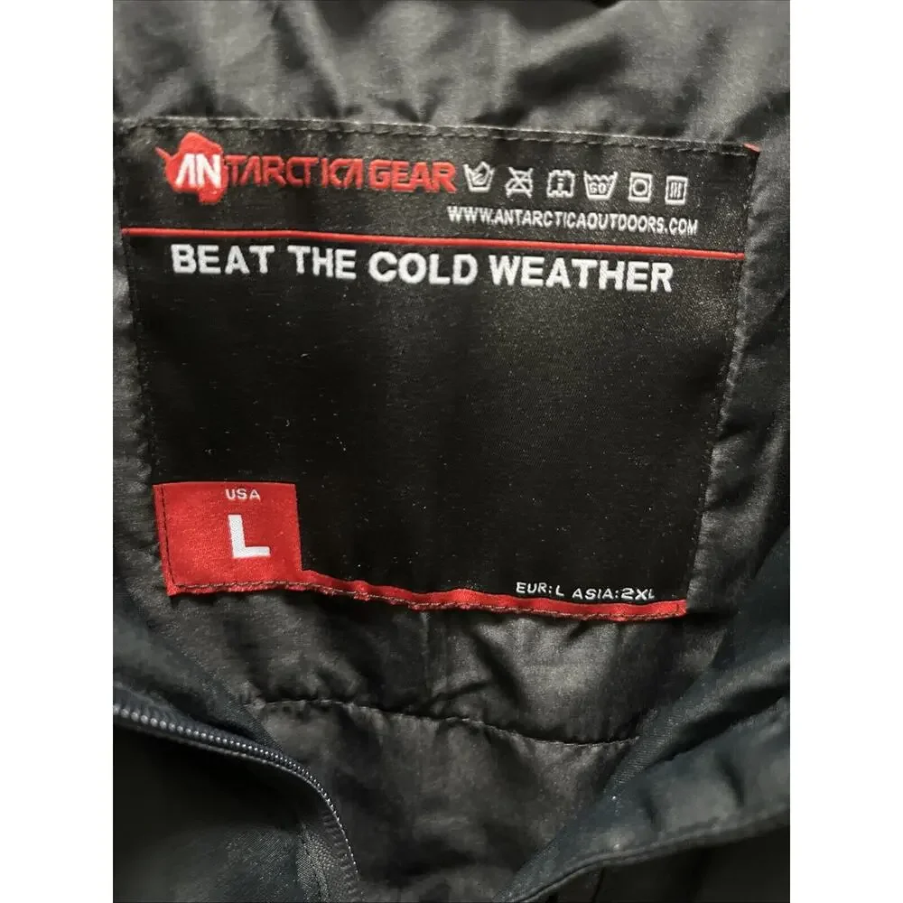 ANTARCTICA GEAR Heated Sz Large Black Snow Jacket Ski + 12V/16000mAh Battery